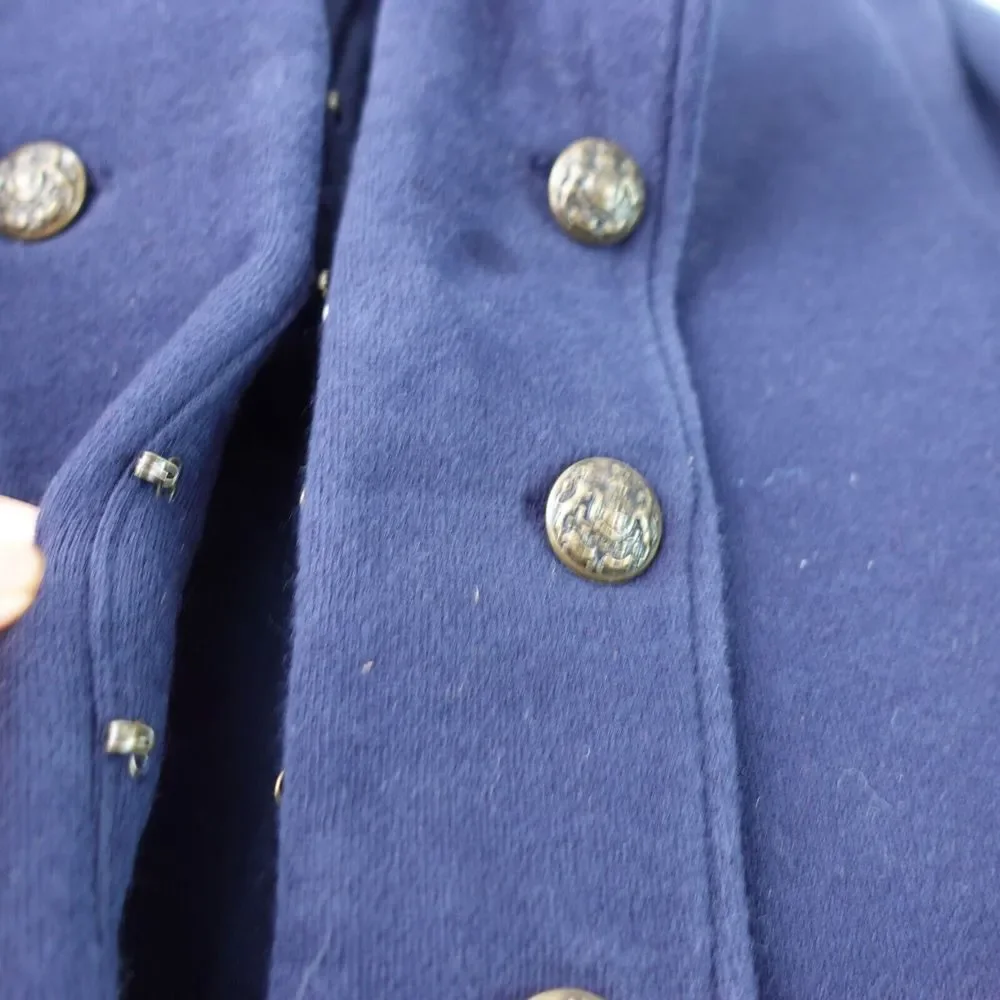 POLO‎ Ralph Lauren Girls Military Jacket 6 Navy Blue Crop Cotton Bronze Button